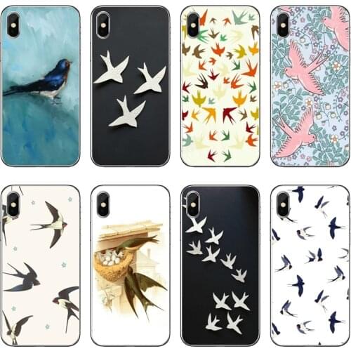 Swallow pattern Transparent Phone Case For iPhone 12 11 Pro Max Mini XS Max XR X 8 7 Plus 6 6S Plus 5 5S SE 2020