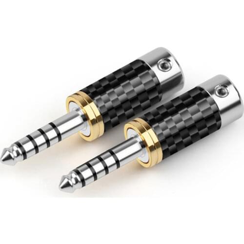 4.4mm Wire Connector 5 Poles Balanced Adapter Carbon Fiber Audio Jack Rhodium Plated Earphone Plug 7.2mm 4.0mm Outer Diameter