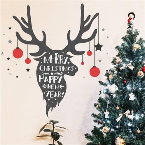 Christmas Window Sticker Snowflake Wall Stickers Winter Elk Removable Xmas Glass Wall Stickers New Year Sticker Room Home Decor