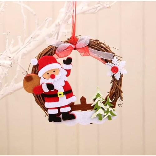 Christmas door wreath Xmas garland wooden wicker decor hanging hotel shopping mall decorative wreath hanging craft ornaments