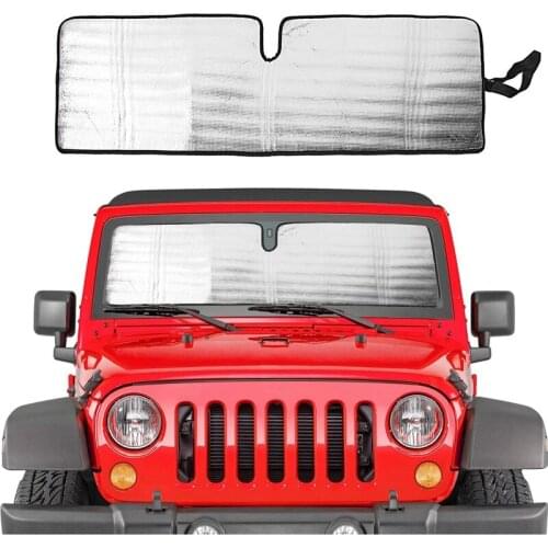 Windshield Sun Shade for 1997-2018 Jeep Wrangler TJ JK JKU,Aluminum Foil Triple Laminate Sunshades Heat Shield