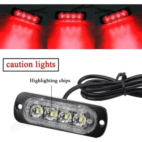 12V-24V 12W 4LED Safety Urgent Working Fog Red Light Lamp For Off-Road/Car/Truck
