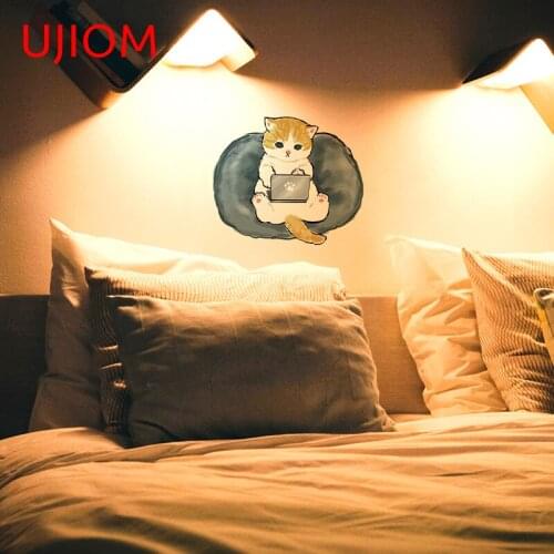 UJIOM Mofu Sand Cat Bedroom Decor Wall Stickers Waterproof Bathroom Toilet Living Room Decor Wallpaper Vinyl Wall Decal