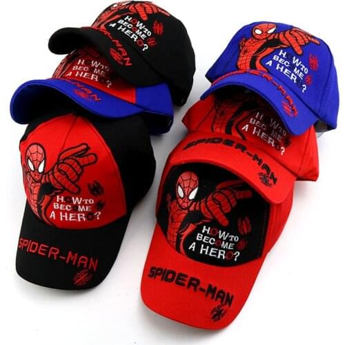 Embroidery Cartoon Super Heros Marvel Spiderman Print Kids Sun Hat Boy Girl Hip Hop Baseball Cap Baby Adjustable Anime Gift 2-8Y