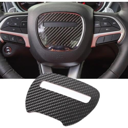 YCCPAUTO 1Pcs Carbon Fiber Car Steering Wheel Center Trim Sticker For Dodge Challenger 2015