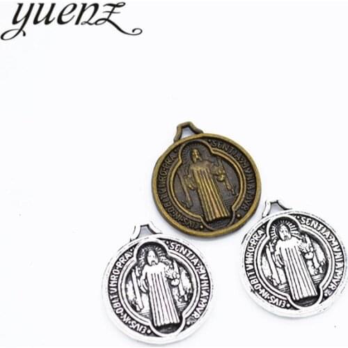 YuenZ 20pcs 2 colour Antique silver color Jewelry DIY Round Catholic Charms Pendant Necklace, earring Bracelet 15*13mm T98