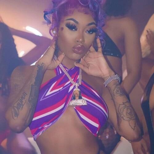 Angels Secret Spring/Summer 2021 New Contrasting Color Printed Sleeveless Hanging Neck Crop Top Short Skirt Suit AG31075