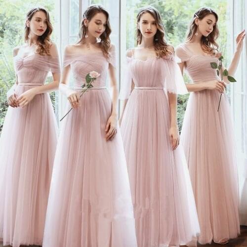 New Pink Elegant Bridesmaid Dresses Long Mismatched Dusty Green Prom Gown for Wedding Party Vestidos De Fiesta De Noche