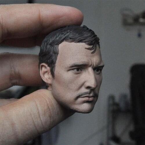 1/6 Male Soldier Head Carving Pedro Pascal Head Sculpt Fit 12'' Action Figure Body