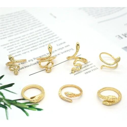 1PC Punk Gothic Metal Curved Snake Ring For Women European Vintage Zircon Snake Animals Open Finger Ring Party Jewelry R293