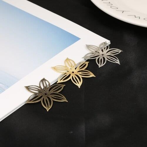 10pcs 2x36mm Flower Filigree Wraps Connectors Metal Crafts Connector For Jewelry Making DIY Charm Pendant