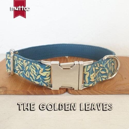 10pcs/lot MUTTCO Retailing dog collar for pets dog accessory pet supply for small medium large dog golden leaves UDC089