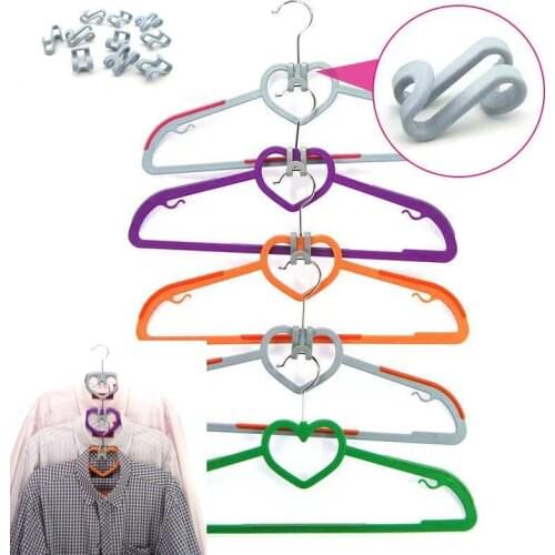 10Pcs Multi-function Wardrobe Space-saving Stack Hanger Hook Coat Hook Plastic Closet Stack Hanger Rack Bedroom Storage Organize