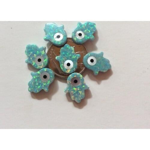 100PCS/Lot 11*13MM OP03 Moon Yellow Cat Eye Synthetic Opal Hamsa For DIY Necklace/Bracelet