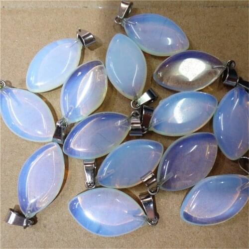 50Pcs 28x15x6mm Wholesale White Opal Oval Pendant Bead DIY Jewelry Accessories Earrings S553