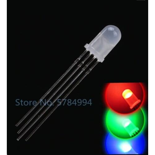 Free shipping 1000pcs 5mm 4pins RGB LED Common Anode Tri-Color Emitting Diodes Diffused 4pin F5 Diode LED Foggy