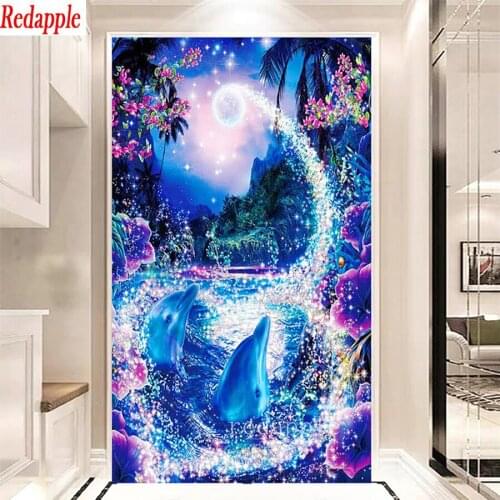 Large DIY Diamond painting Dolphin animal scenery Diamond Painting Cross Stitch Patterns Rhinestone Unfinished puzzle Home Decor