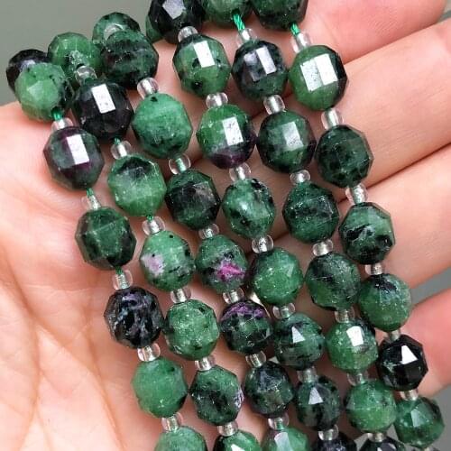 Natural Epidote Rubys Zoisite Stone Beads Faceted Gem Loose Spacer Beads For Handmade DIY Jewelry Making Bracelet Accessories
