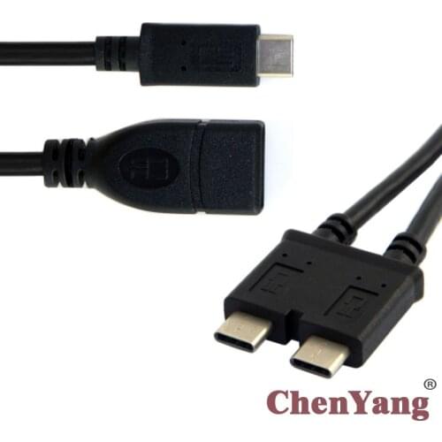 Chenyang USB 3.1 Type-C to USB-C Dual Cable & USB 3.0 Female OTG Data Cable for New 13 inch Laptop Pro