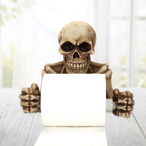 Retro Novelty Skull Shape Toilet Paper Holder - Creative Bathroom Tissue Storage Toilet Roll Holder Paper Bathroom Iron Storage