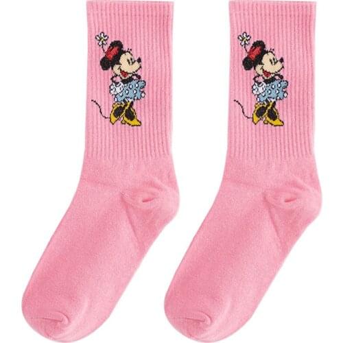 Disney Korean tide cartoon sweet Cute mickey minnie Middle tube Women socks Student girl
