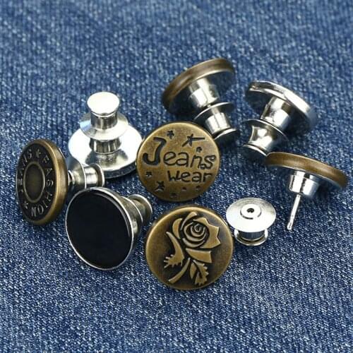 DIY Apparel Sewing 17mm Metal Detachable Metal Jeans Buttons Anti-Drop Removable Stapleless Round Button Accessories 100pc/lot