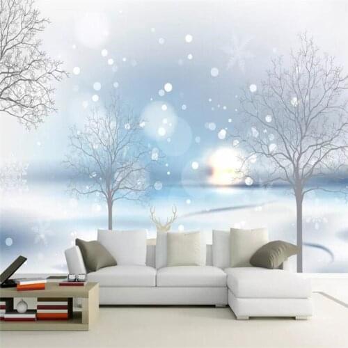Fresh woods snowflake background wall professional production mural factory wholesale wallpaper mural poster photo wall