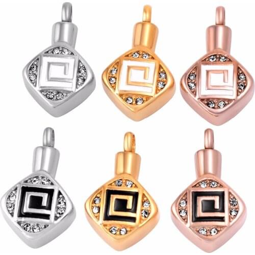 IJD9659 Square Cremation Jewelry That Hold Ashes - 316L Stainless Steel Human Keepsake Memorial Urn Pendant Necklace With Funnel