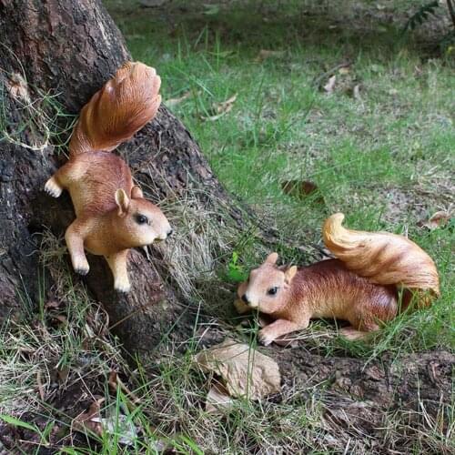 Simulation Squirrel Statue Garden Tree Decor Creative Crafts Resin Animal Hanging Sculpture Figurines Outdoor Lawn Ornament 2021