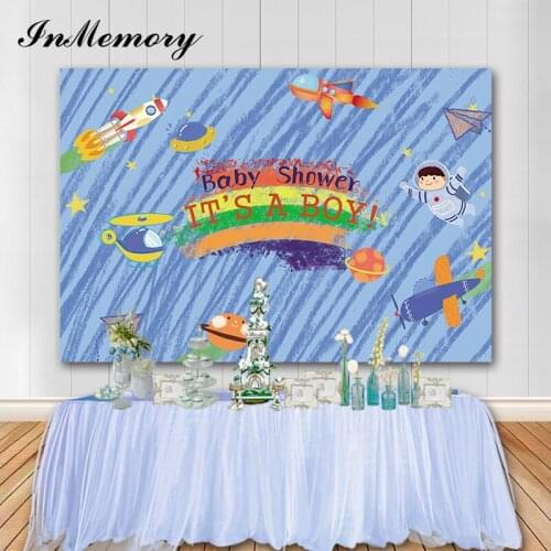 InMemory Our Little Prince Birthday Background Baby Shower Photography Props Its a Boy Space Photo Backdrops Studio Banner