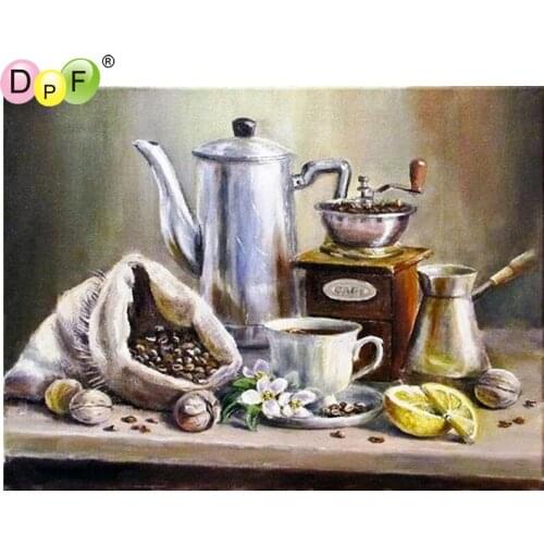 DPF DIY Making coffee 5D wall painting home decor diamond embroidery crafts diamond mosaic square diamond painting cross stitch