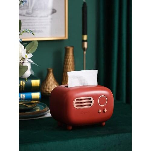 Radio Tissue Box Paper Dispenser Desktop Handkerchief Holder Vintage Storage Napkin Case Organizer Drawer Toliet Ornament Crafts