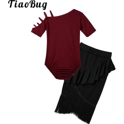 Girls Latin Dance Dress Costumes Latin Dancing Shinning Kids Latindance for Girls Set Competition Latino Dresses Fringe Sequins