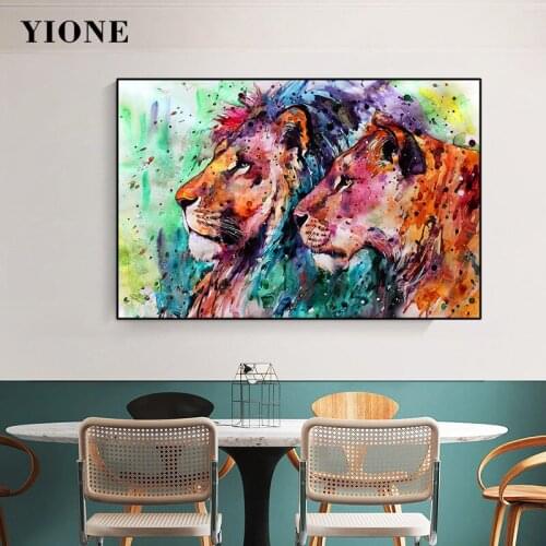 Colorful Lion Tiger Graffiti Art Oil Painting Abstract Wild African Animal Wall Poster Canvas Picture Prints Home Decoration