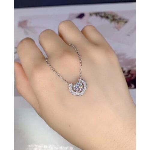 Passed Diamond Test Perfect Cut Moissanite S925 Silver 18K Heart-to-heart Moissanite Pendant D Color Fashion Luxury Jewelry
