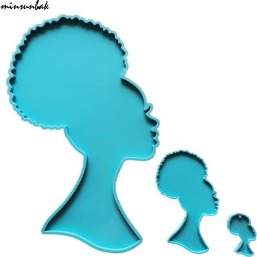 Minsunbak African Female Head Silicone Mold Beauty Tray Large African Mould