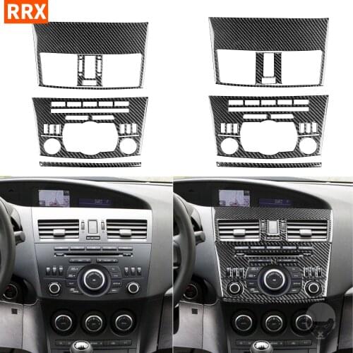 For Mazda 3 Axela 2010 2011 2012 2013 Mazdaspeed3 Carbon Fiber Sticker Center Air Outlet Panel Radio Frame Trim Car Accessories
