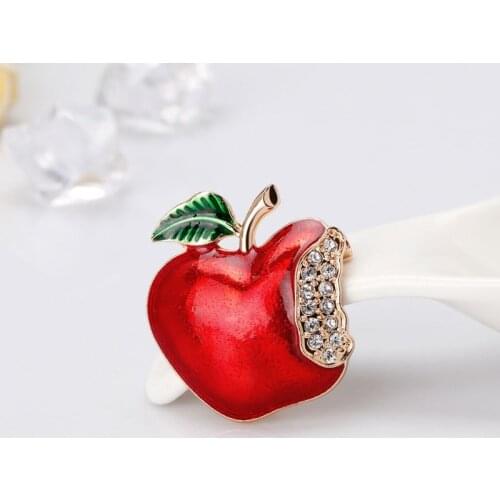 New Year Christmas Apple Brooch Corsage Gift Rhinestone Banquet Scarf Pins Badge
