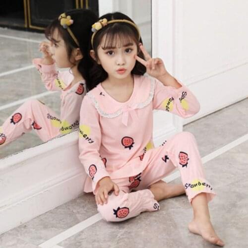 New Kids Pajamas Autumn Girls Boys Sleepwear Pijamas Baby Infant Clothes Animal Cartoon Pyjamas Sets Cotton Childrens Nightwear