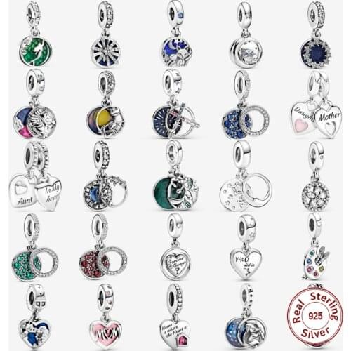 New 925 Sterling Silver Family Tree Ariel Heart Dangle Charm Fit pandora Bracelet DIY Mom Pendant Women Jewelry birthday present