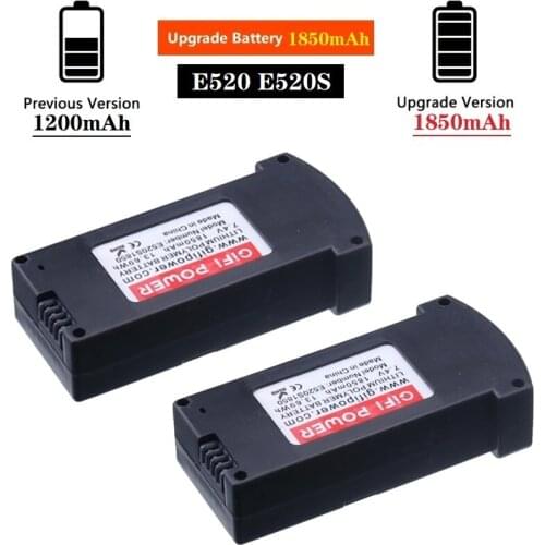 Upgrade 2Pieces 7.4V 1200mah to 1850mAh LiPo Battery For E520 E520S JD-22S RC Quadcopter Spare Parts 7.4V Battery For E520 Drone
