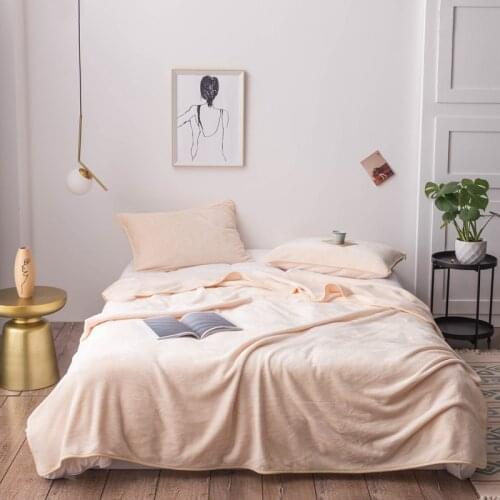 Nordic Style Solid Color Flannel A Blanket Gold Velvet Thick Plain Autumn and Winter Sheets Mattress on the Bed Cover