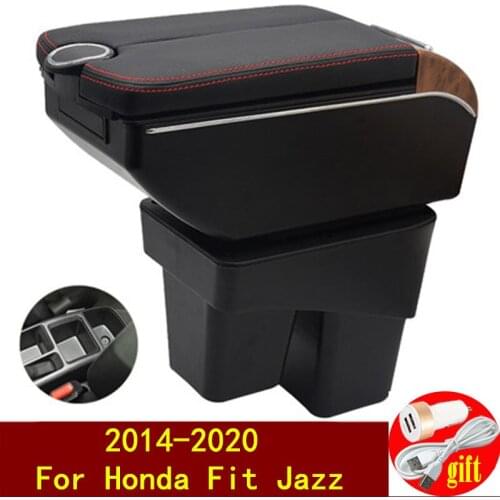 For Honda Fit Jazz armrest box 2014-2020 Double doors open 7USB Centre Console Storage Box Arm Rest