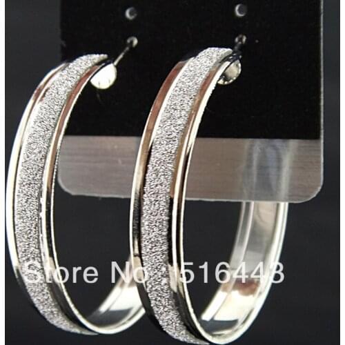 Charms 12Pairs Fashion Silver P frosted Hoop Earrings for Women Wholesale Jewelry Lots Free Shipping A-646
