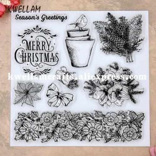 Seasons Greetings MERRY CHRISTMAS Scrapbooking DIY rubber stamps clear stamps transparent stamp 15.5x15.5cm KW8101309