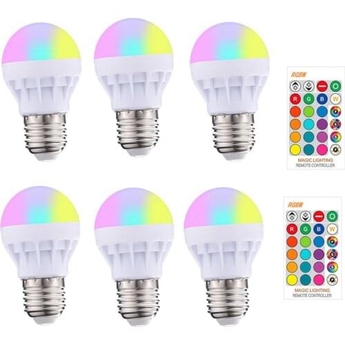 RGBW 3W Led Globe Bulb Dimmable Smart Bulb Lamp Led E27 Colorful Changing Remote Control RGBW White Home Decor