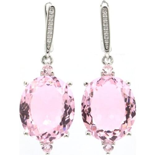 33x9mm Multi Color Created Garnet Peridot Violet Tanzanite Blue Topaz For Women Wedding Silver Earrings Daily Wear