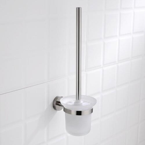 Modern Toilet Brush Holder Stainless Steel SUS 304 Wall Mounted Toiler Hanger with Glass Cup Bathroom Hardware Fitting
