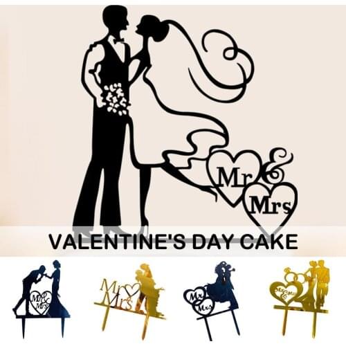 Wedding Anniversary Party Cake Topper Acrylic Gold Cake Toppers Happy Birthday Party Supplies Cake Decorations Promotional Items