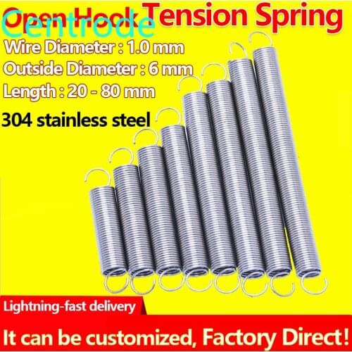 Extension Spring Cylindrical Helical Tension Springs Pullback Spring Draught Spring Wire Diameter 1.0mm Outer Diameter 6mm